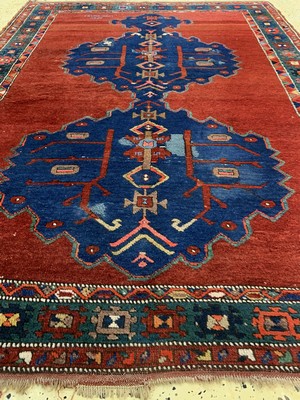 26774637d - Armenian Kazak antique, signed, Caucasus, around 1900, wool on wool, approx. 204 x 150 cm, condition: 2-3, (old restorations). Rugs, Carpets & Flatweaves