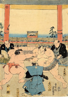 26774721d - Sammlung aus 16 japanischen Farbholzschnitten zum Thema Sumo, Japan, späte Edo und Meiji -Zeit bzw. 2. Hälfte 19.Jh.