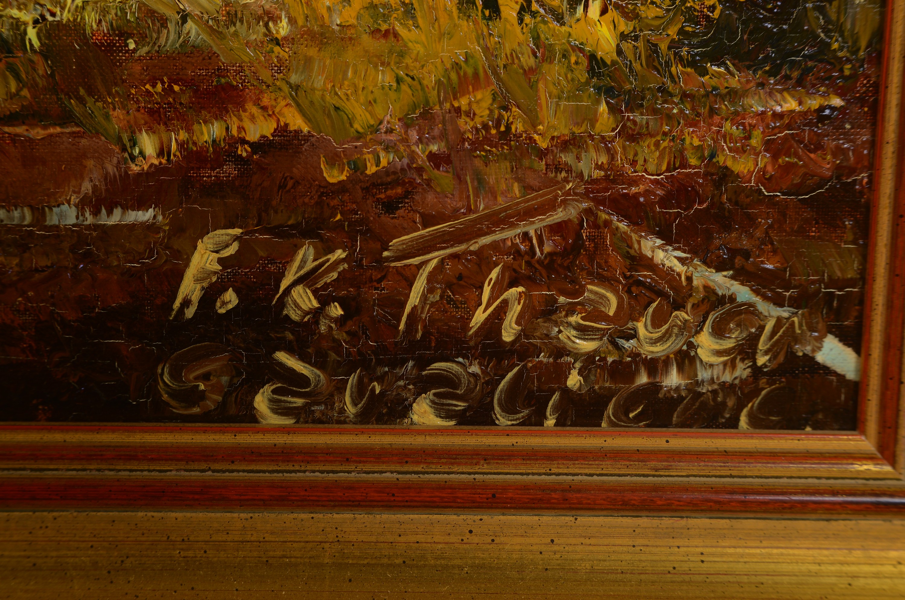 Detail a: Friedrich Karl Thauer, 1924-2009, Studium in München bei Prof.Metz und Hagenmüller, später bei Kokoschka, hier: Stilles Gestade (am Chiemsee), ...