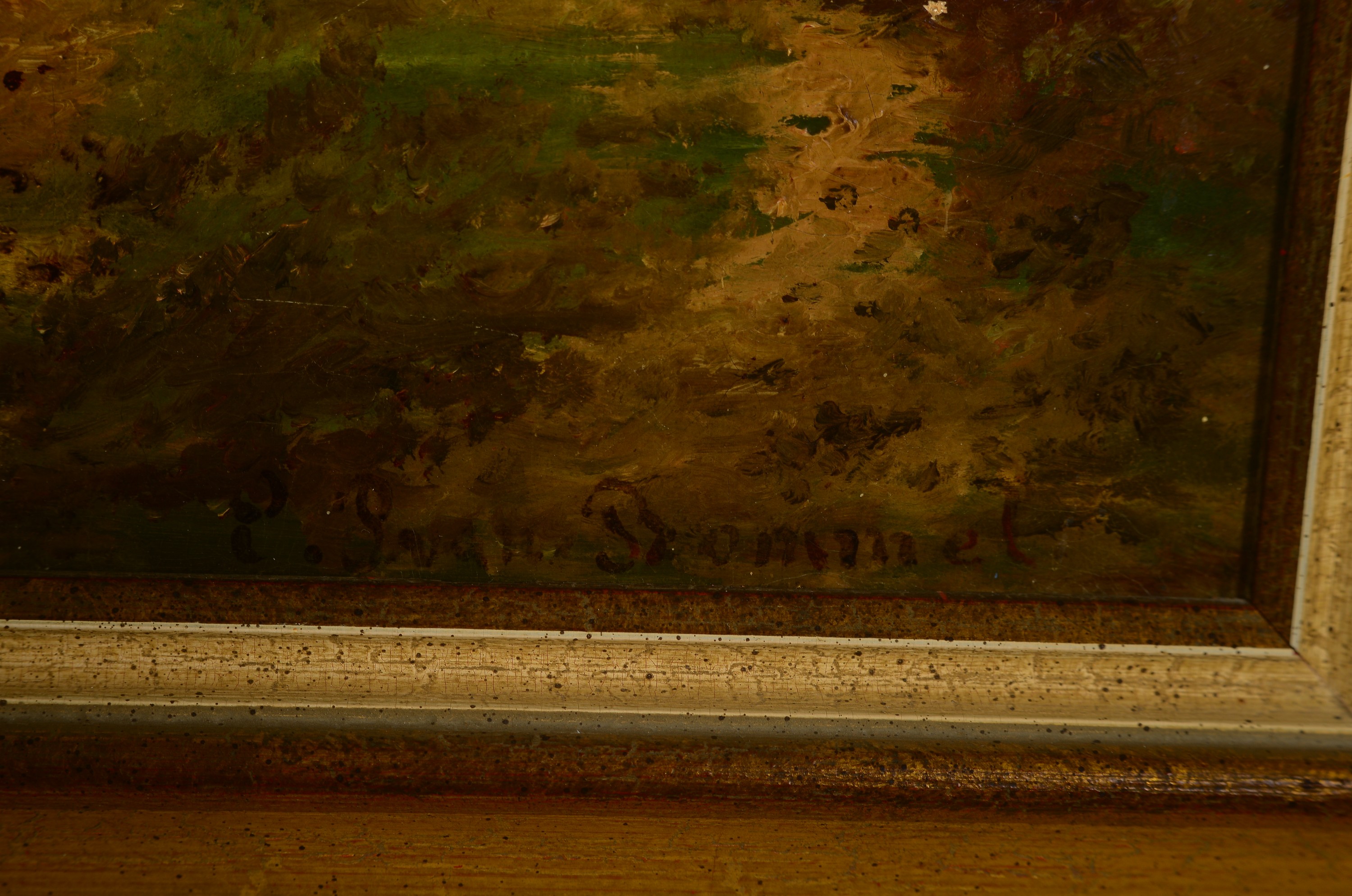 Detail a: Elias Pieter van Bommel, 1819-1890, Weite Landschaft mit Flusstal, Burg und Personen, "Videgrad an der Donau" so verso skundär bez., ...