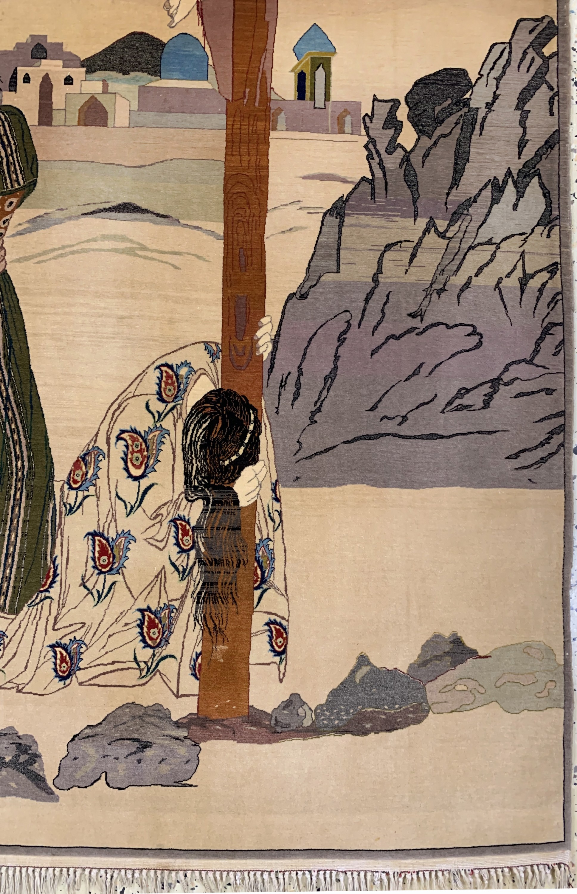 Detail b: Esfahan fein, Persien, Mitte 20.Jhd., Korkwolle auf Seide, ca. 190 x 110 cm, ca. 1,0Mio. Kn/qm, EHZ: 2