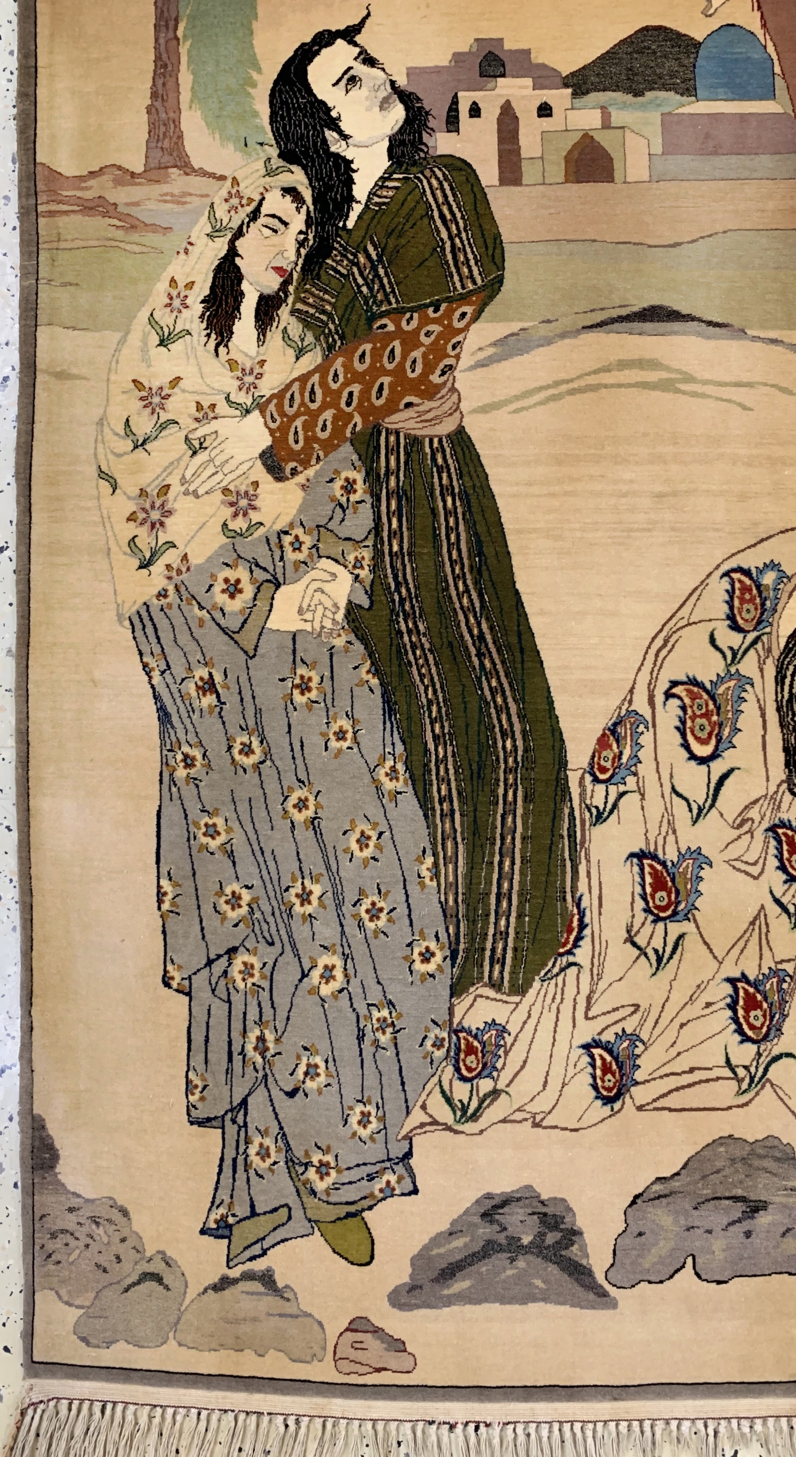 Detail c: Esfahan fein, Persien, Mitte 20.Jhd., Korkwolle auf Seide, ca. 190 x 110 cm, ca. 1,0Mio. Kn/qm, EHZ: 2