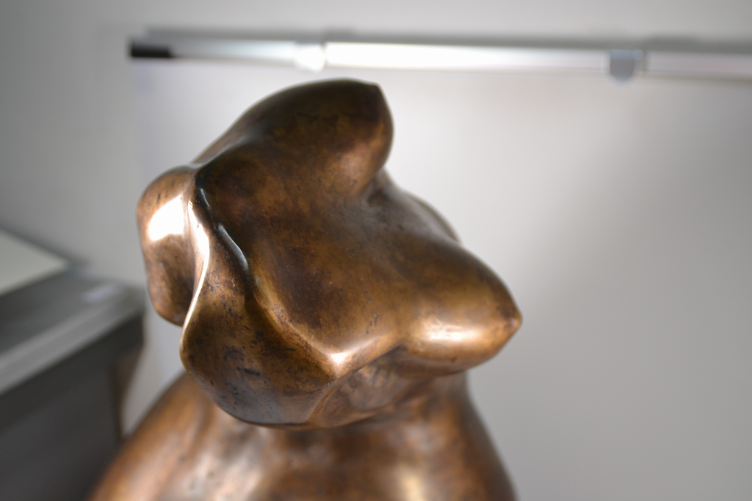 Detail e: Große Bronzeskulptur eines zeitgen. Künstlers , weiblicher Torso, Hohlguß, unsigniert, ca.52x42x32cm, ca. 18.9 kg.