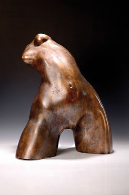 26775745k - Large bronze sculpture by a contemporary artist, female torso, hollow cast, unsigned, approx. 52x42x32cm, approx. 18.9 kg.