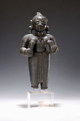 Image Skulptur Krishna, Indien, nach altem Vorbild, dunkler Stein, aufgeständert, H. ca. ...