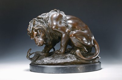 Image Kopie nach Antoine Louis Barye (1795 - 1875), Löwe im Kampf mit einer Schlange, ...