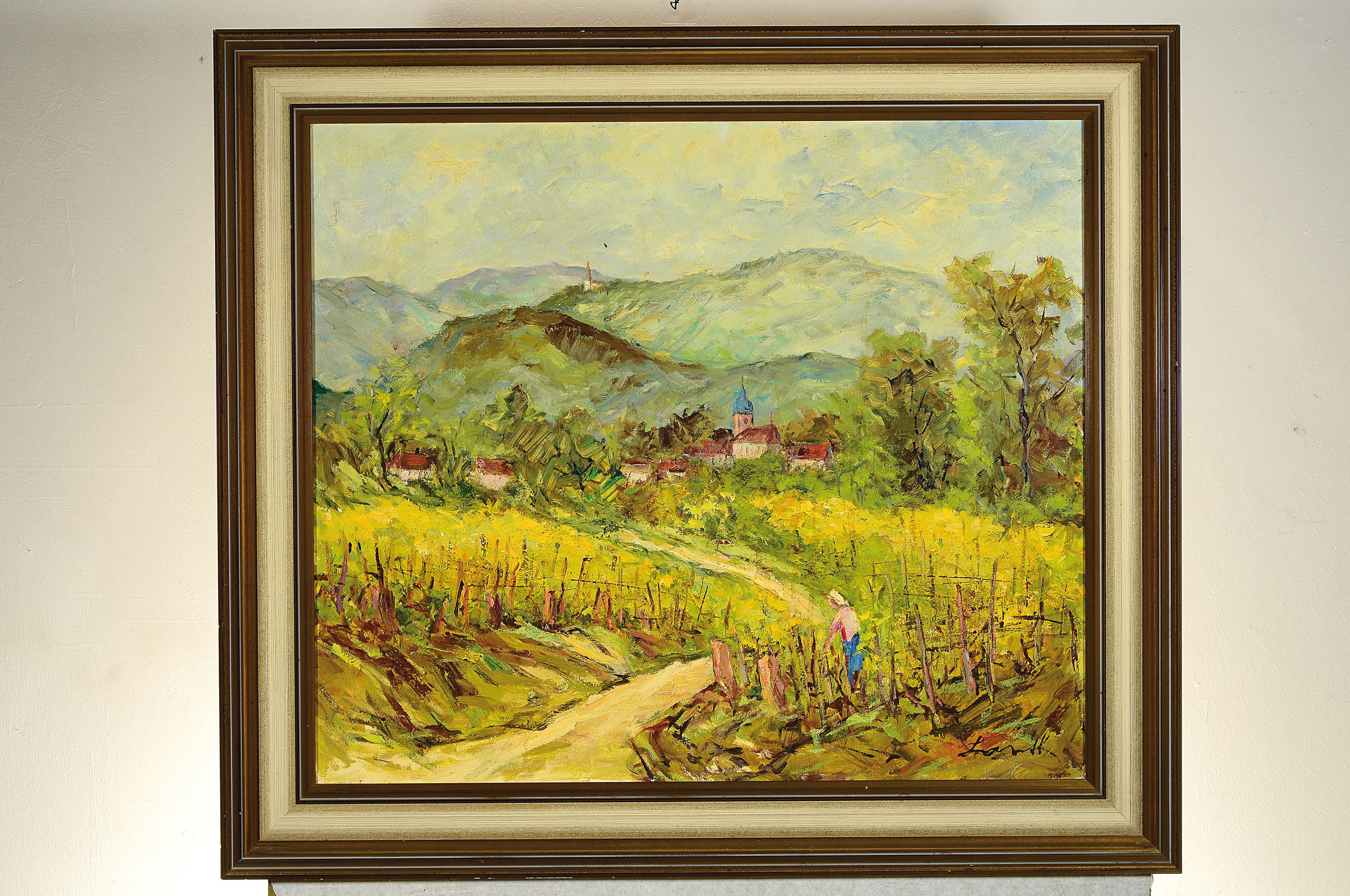 Detail k: Robert Lauth, 1896-1985 Ludwigshafen, Burrweiler und die St. Anna Kapelle, Öl/Lwd, rechts unten signiert, ca. 60x70cm, R. ca. 74x84cm