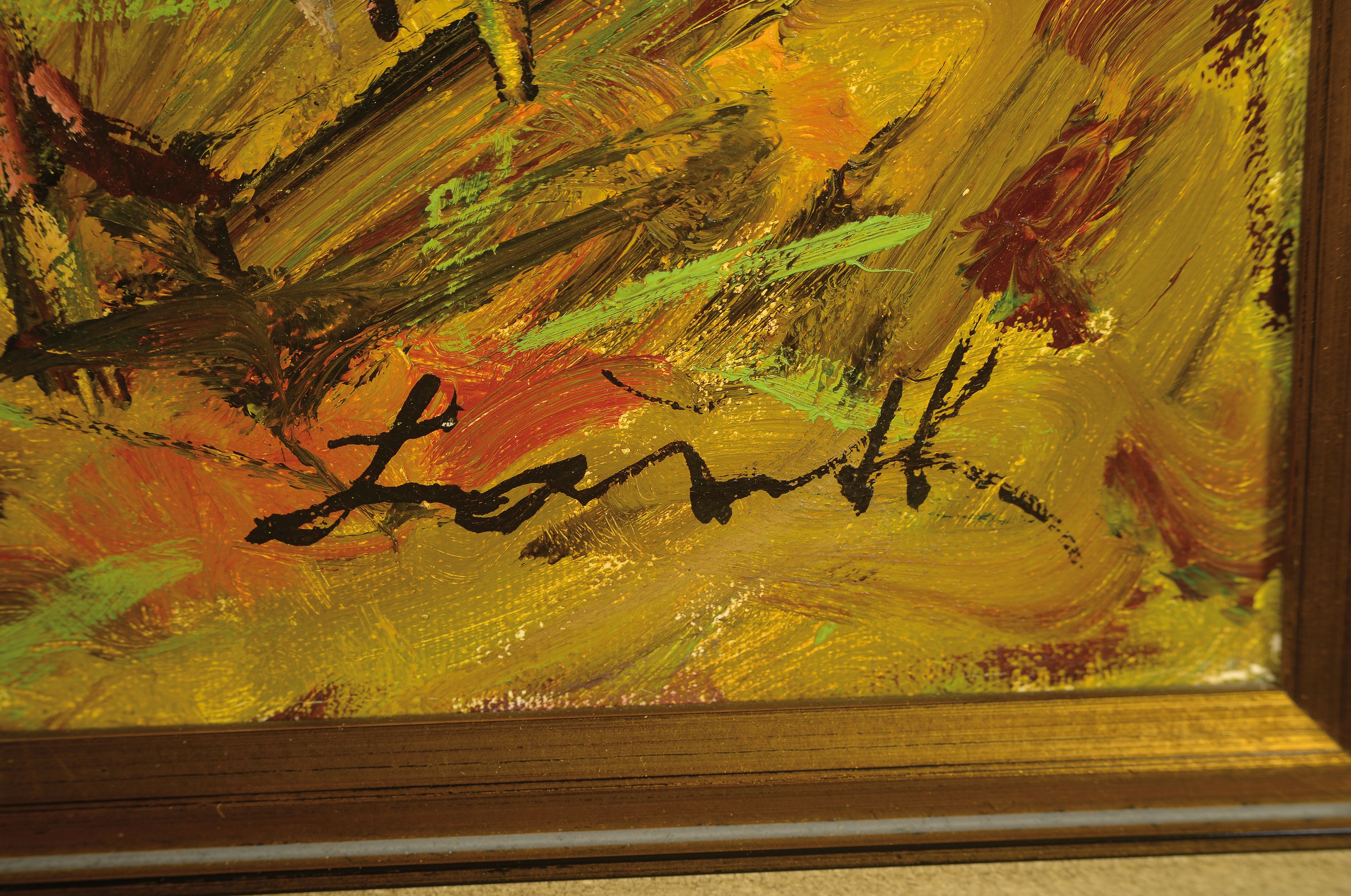 Detail l: Robert Lauth, 1896-1985 Ludwigshafen, Burrweiler und die St. Anna Kapelle, Öl/Lwd, rechts unten signiert, ca. 60x70cm, R. ca. 74x84cm
