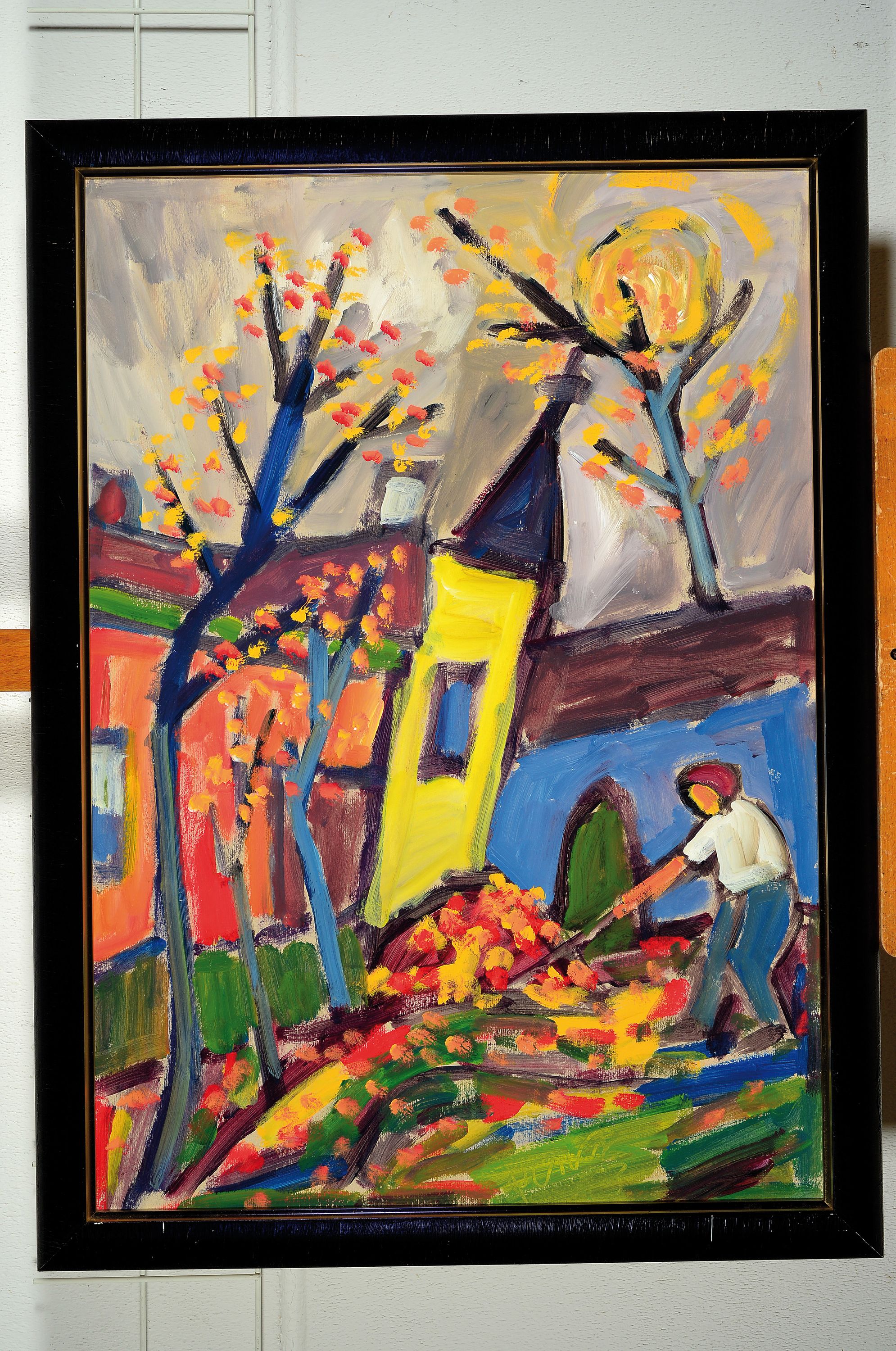 Miklos Nemeth, 1934 Budapest-2012, Bei der Gartenarbeit, Acryl auf Malkarton, mittig unten sign. PCSVMNF (=Pasareti Csepeli Varro Nemeth Miklos ...