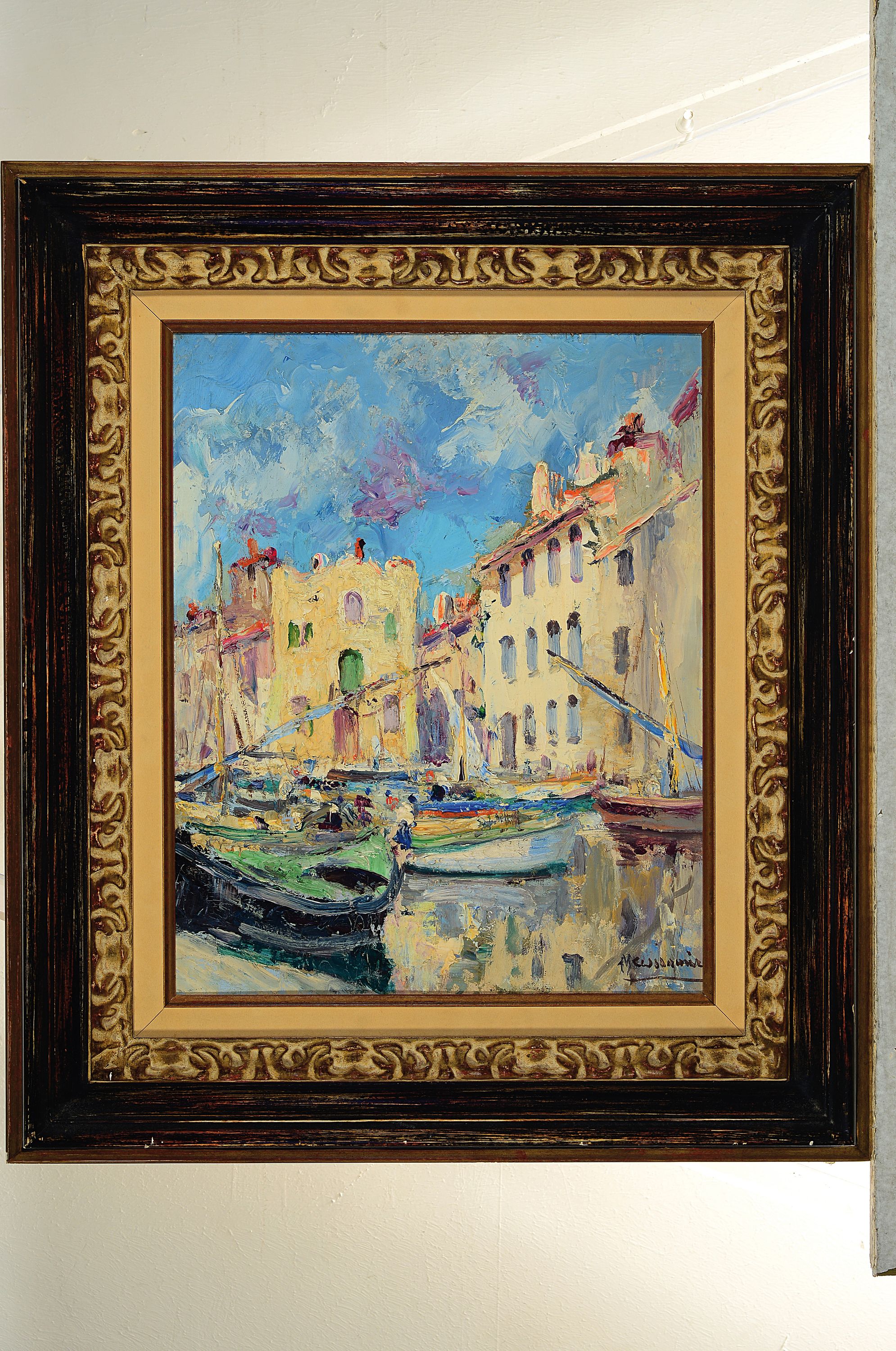 Detail k: Joseph Meissonnier, 1864-1943, Hafen von Martigues, Öl/Holz, signiert, 48x38 cm, Rahmen61x53 cm