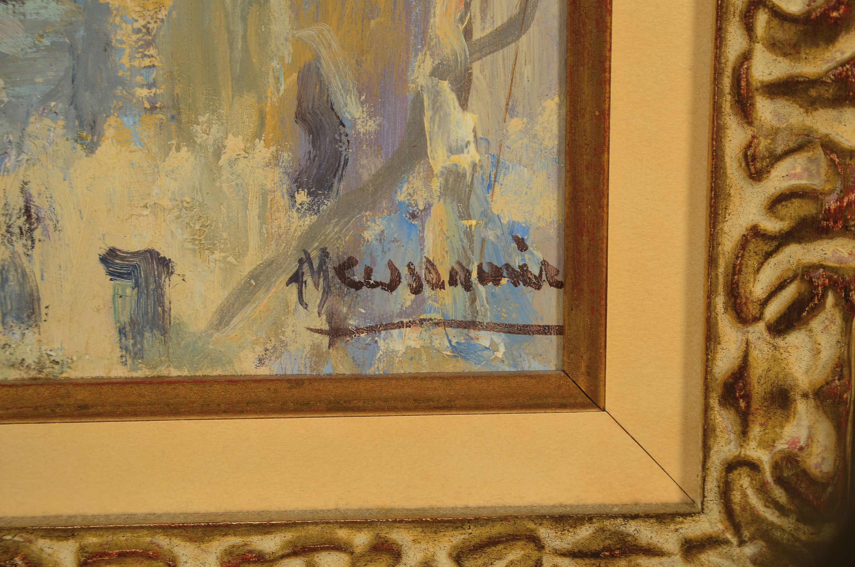 Detail l: Joseph Meissonnier, 1864-1943, Hafen von Martigues, Öl/Holz, signiert, 48x38 cm, Rahmen61x53 cm