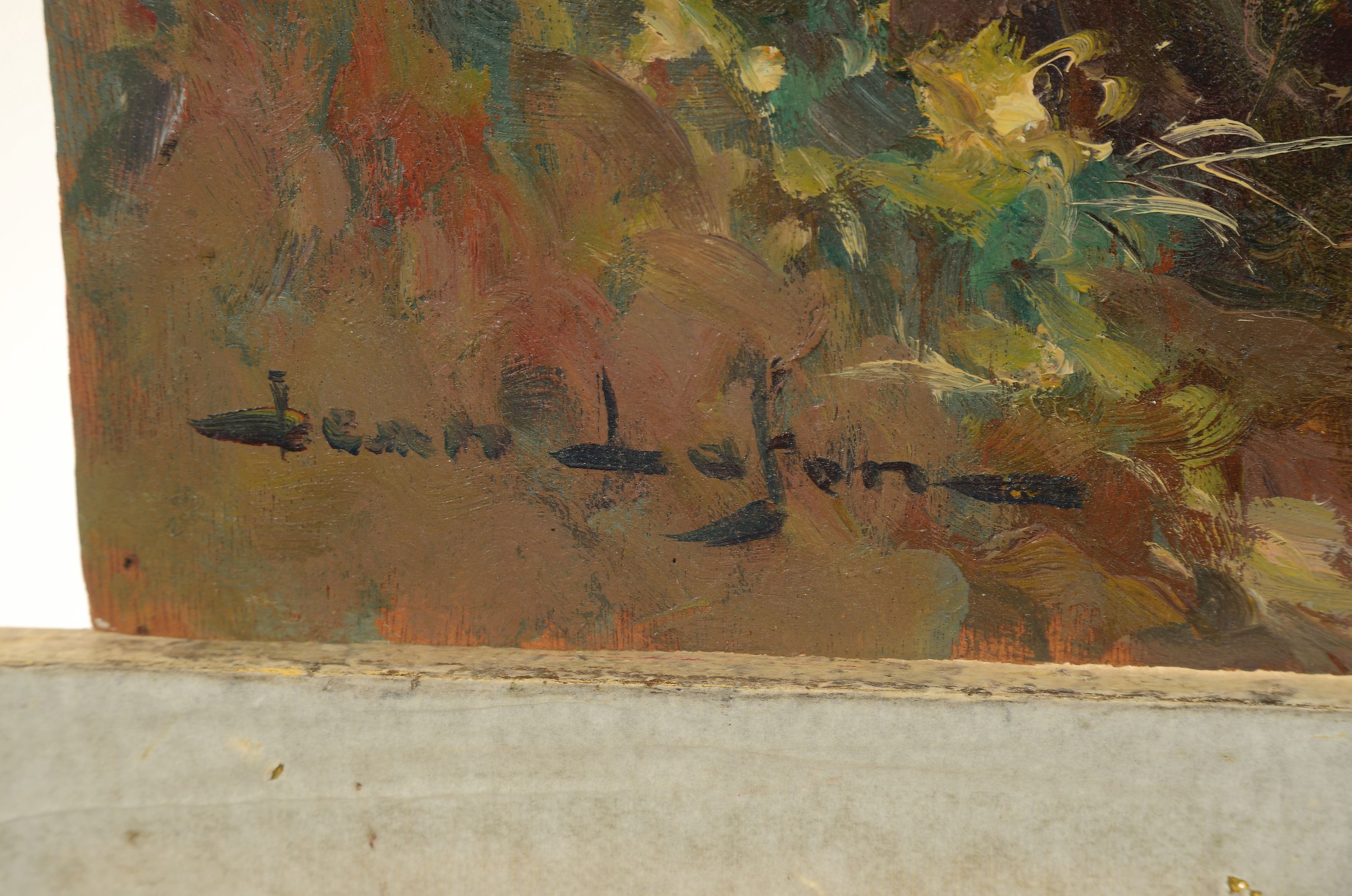 Detail a: Jean Lafon, 1886-1973, französischer Maler, Kiefern am Meer, Öl/Holz, links unten signiert, verso Stempel "Atelier Jean Lafon", 47x55 cm, ...