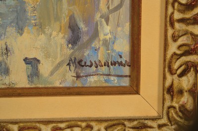 26777049a - Joseph Meissonnier, 1864-1943, Hafen of Martigues, oil/wood, signed, 48x38 cm, frame 61x53 cm