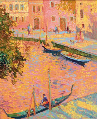 Image 26777061 - Eugene Begarat, born 1943 Nizza, Studies at the Ecole des Arts Decoratifs Nizza, post- impressionist harbor scene, signed lower right, oil/canvas, frame 75x63 cm