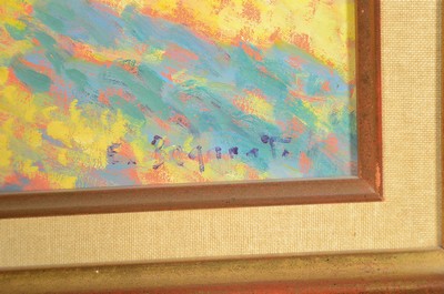 26777061a - Eugene Begarat, born 1943 Nizza, Studies at the Ecole des Arts Decoratifs Nizza, post- impressionist harbor scene, signed lower right, oil/canvas, frame 75x63 cm