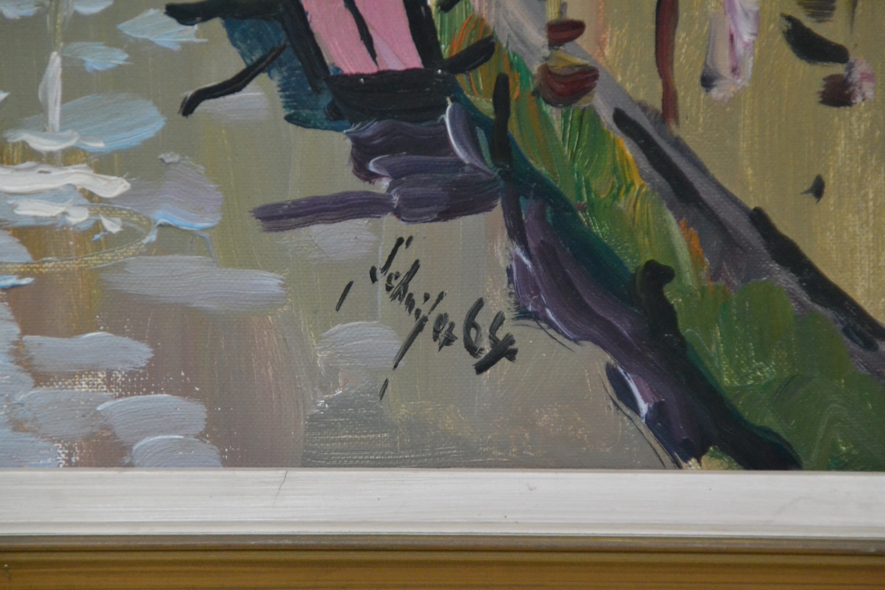 Detail a: Fritz Schnitzer, 1914-1976 Ludwigshafen, Bachgängel in Neustadt, Öl/Lwd, rechts unten sign., ca. 60x50cm, R. ca. 70x60cm