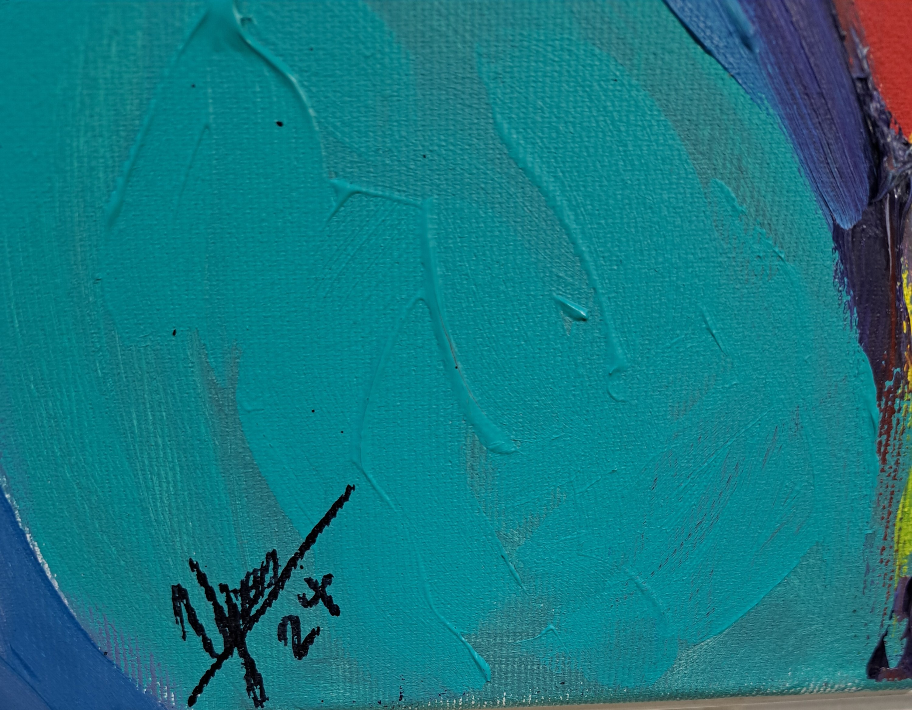 Detail a: Yves-Marcel Münch, geb. 1994, zeitgenössischerKünstler aus Wiesloch, Frauenporträt, im Pop Art Stil, li. u. signiert, Ölfarbe und ...