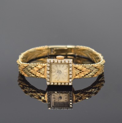 Image EXACTUS diamonds set 18k pink gold ladies wristwatch, Switzerland around 1965, manual ...