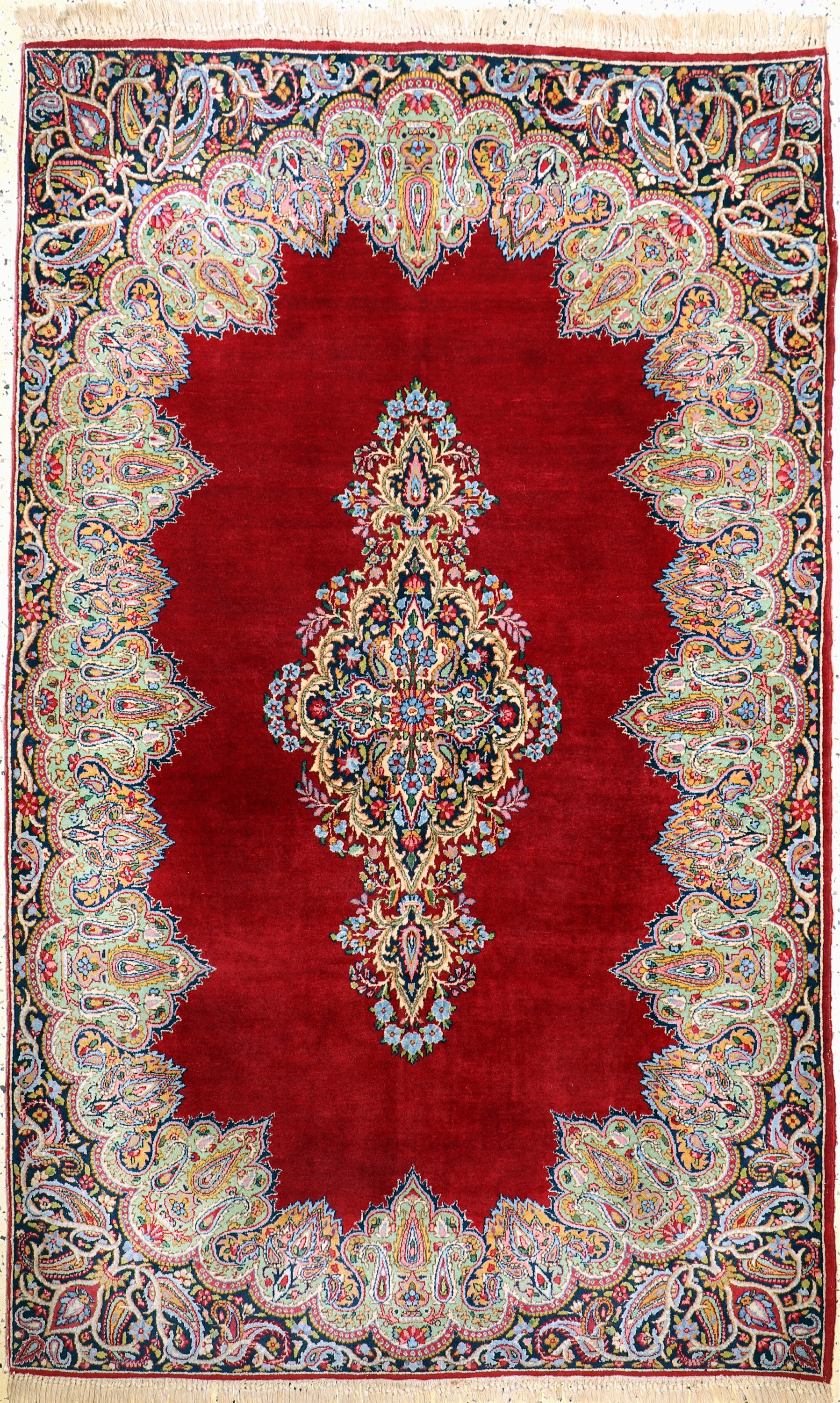 Kerman Lawar Kork fein, Persien, Anfang 20.Jhd, Korkwolle auf Baumwolle, ca. 220 x 137cm, gereinigt, EHZ: 1-2