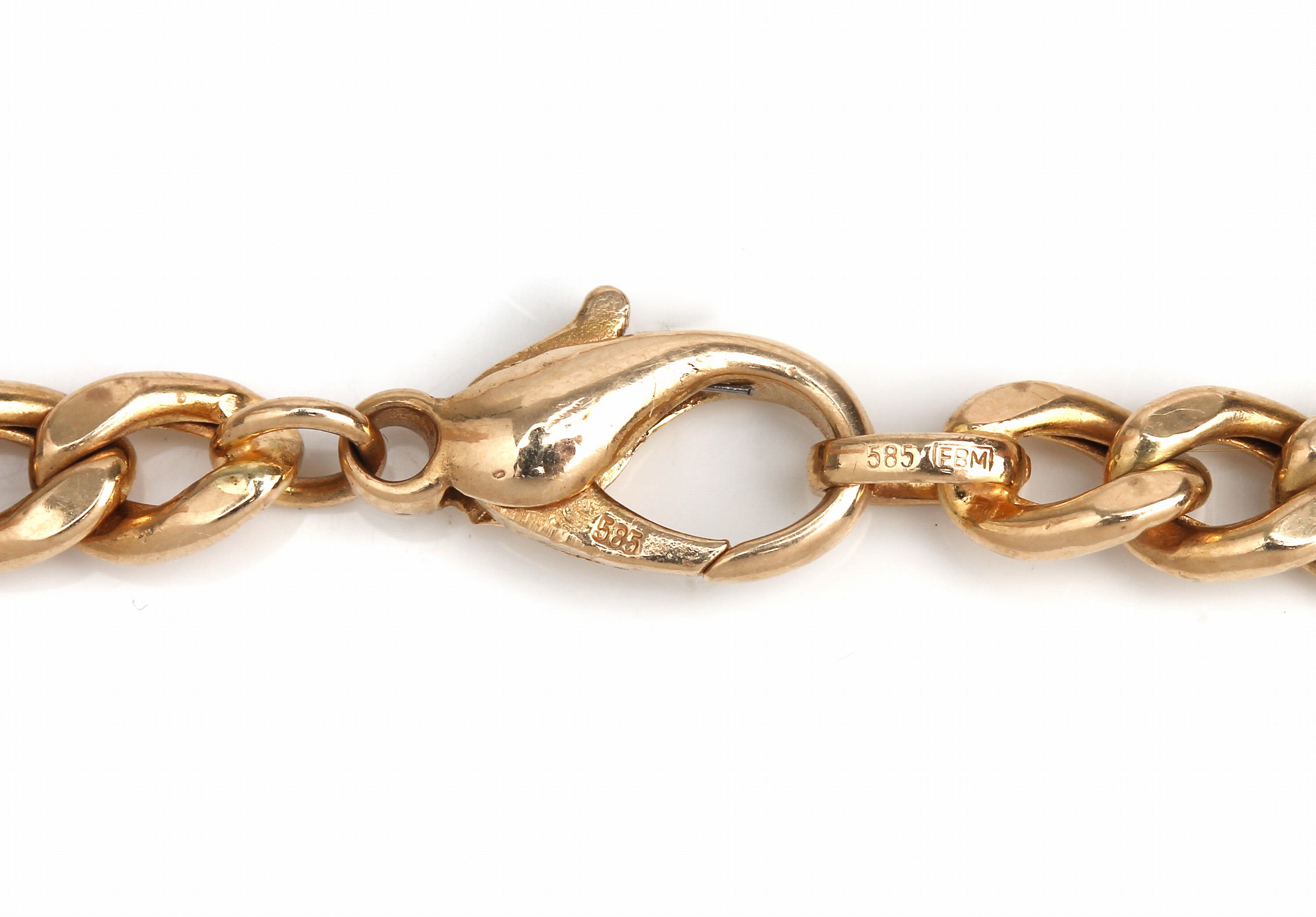 Detail b: 14 kt Gold Collier, ca. 21.2 g, GG 585/000,Panzerkette, (1 Öse eingesetzt, nicht dazu- gehörend), L. ca. 47 cm, Karabinerschließe
