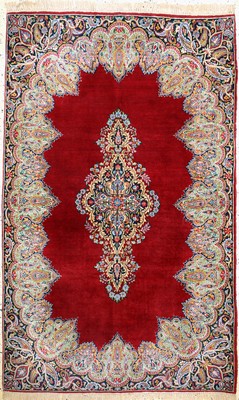 Image 26777913 - Kirman Lawar cork fine, Persia, early 20th century, corkwool on cotton, approx. 220 x 137cm, cleaned, condition: 1-2. Rugs, Carpets & Flatweaves