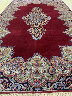 26777913d - Kirman Lawar cork fine, Persia, early 20th century, corkwool on cotton, approx. 220 x 137cm, cleaned, condition: 1-2. Rugs, Carpets & Flatweaves