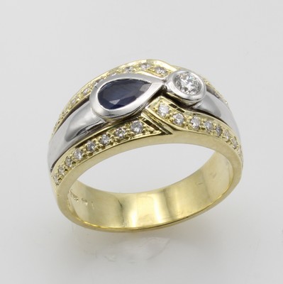 Image 26777955 - Massiver Ring mit Saphir und Brillant