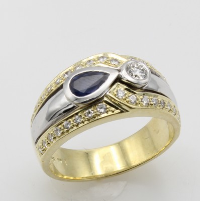 26777955a - Massiver Ring mit Saphir und Brillant