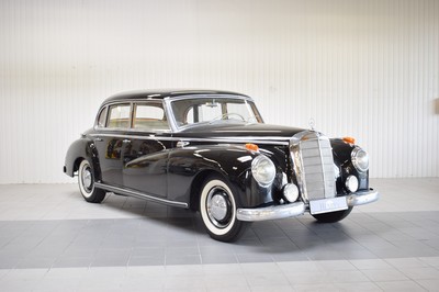 Image 26778255 - Mercedes-Benz 300 Adenauer, first registered 08/1952, mileage read 23,000 km, 3 owners, historic registration, MOT 10/2025, 85 kW/115 PS, 6-cylinder, manual transmission, black exterior, Beige/Grey leather interior, original set of luggage available. The vehicle was first registered in Kaiserslautern (copy of registration document available). There are various invoices for the vehicle from 2012 to 01/2023 totaling costs of 71,438.00.-. A folder with invoices and an expert report is available