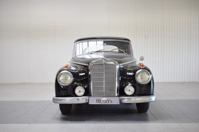 26778255a - Mercedes-Benz 300 Adenauer, first registered 08/1952, mileage read 23,000 km, 3 owners, historic registration, MOT 10/2025, 85 kW/115 PS, 6-cylinder, manual transmission, black exterior, Beige/Grey leather interior, original set of luggage available. The vehicle was first registered in Kaiserslautern (copy of registration document available). There are various invoices for the vehicle from 2012 to 01/2023 totaling costs of 71,438.00.-. A folder with invoices and an expert report is available