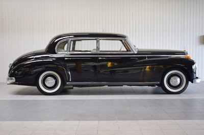 26778255g - Mercedes-Benz 300 Adenauer, first registered 08/1952, mileage read 23,000 km, 3 owners, historic registration, MOT 10/2025, 85 kW/115 PS, 6-cylinder, manual transmission, black exterior, Beige/Grey leather interior, original set of luggage available. The vehicle was first registered in Kaiserslautern (copy of registration document available). There are various invoices for the vehicle from 2012 to 01/2023 totaling costs of 71,438.00.-. A folder with invoices and an expert report is available