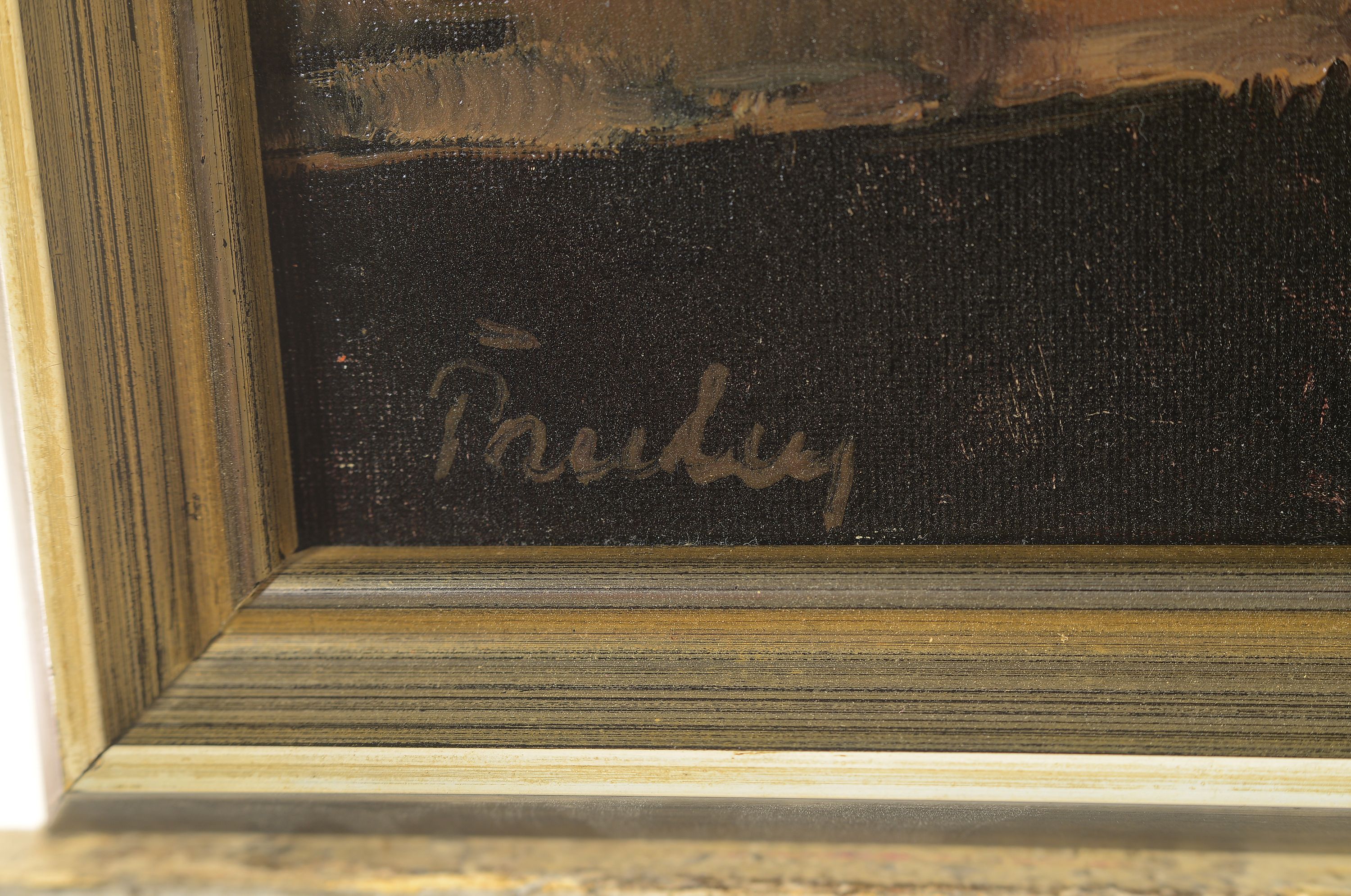 Detail l: Paul Paulus, 1915-2013 Prien am Chiemsee, Stillleben mit Blumenkranz, oktogonaler Deckeldose und zwei Glasflaschen, links unten signiert, Öl/Platte, ...