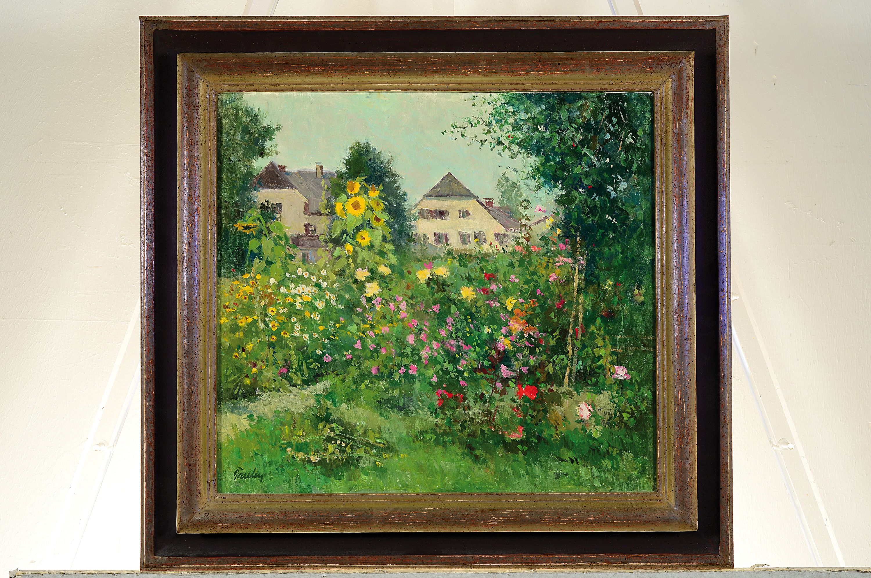 Detail k: Paul Paulus, 1915-2013 Prien am Chiemsee, wild blühende Gartenlandschaft, Öl/Platte, signiert, 37x40 cm, Rahmen 51x54 cm