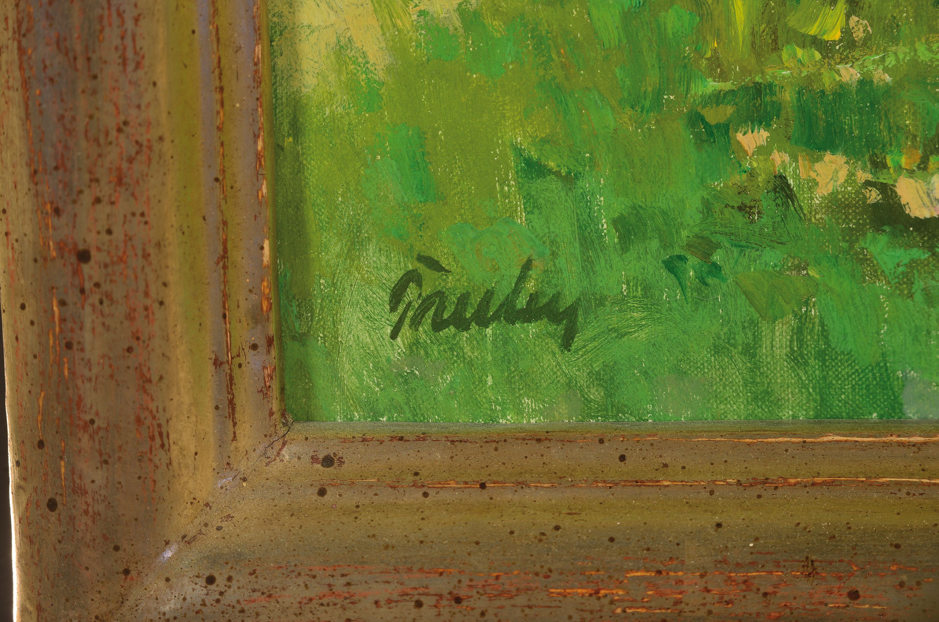Detail l: Paul Paulus, 1915-2013 Prien am Chiemsee, wild blühende Gartenlandschaft, Öl/Platte, signiert, 37x40 cm, Rahmen 51x54 cm