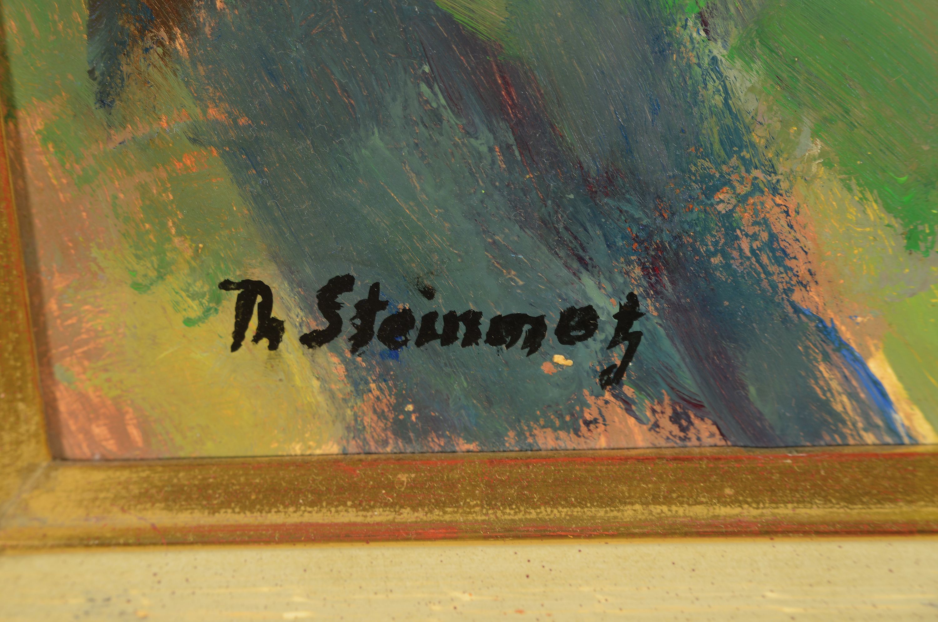 Detail a: Philippe Steinmetz, 1900-1987 Landau, Blick in den Garten, wohl Garten des Strieffler- Haus, Öl/Hartfaser, signiert, 70x58 cm, Rahmen 99x85cm