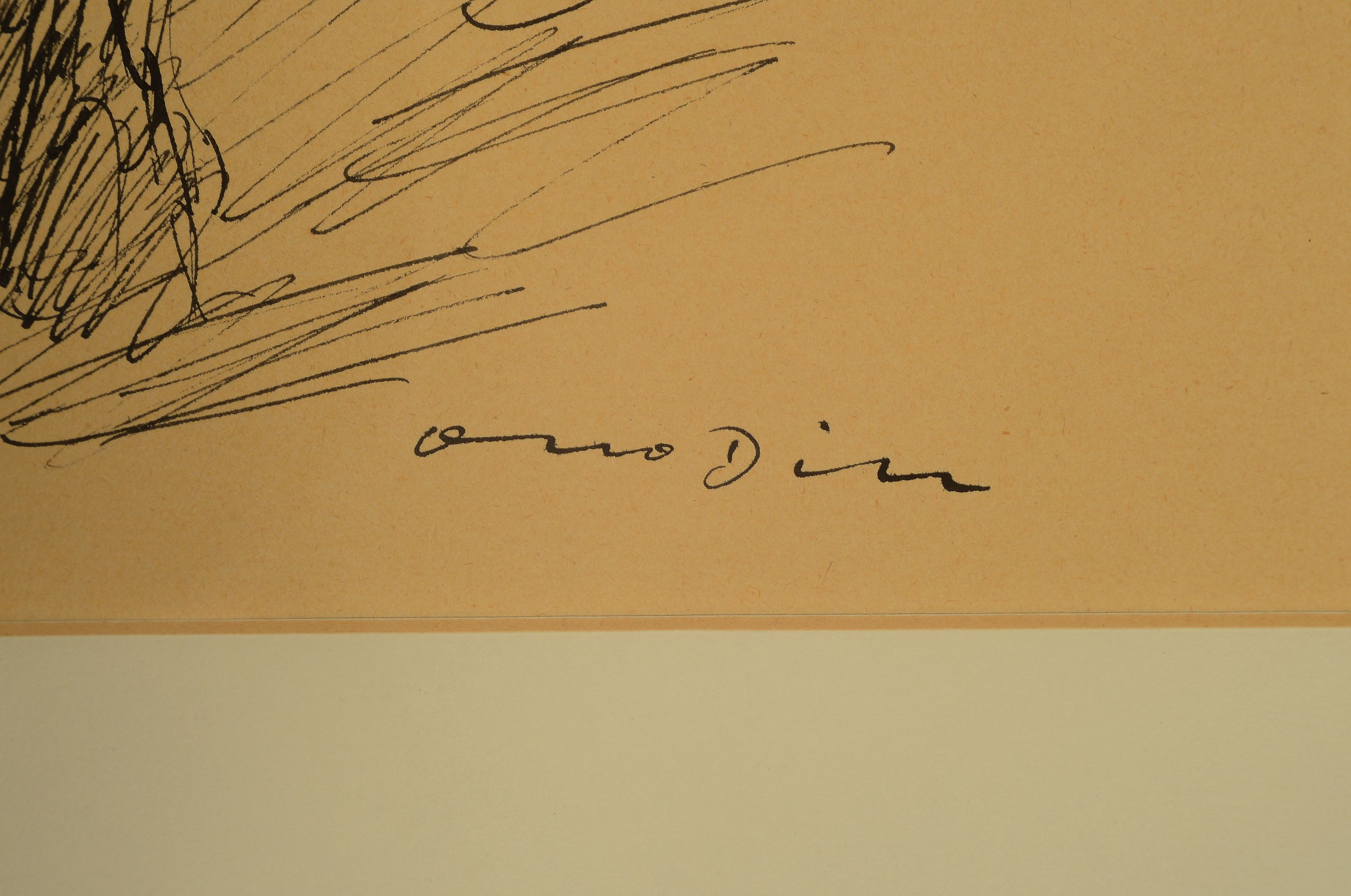Detail l: Otto Dill, 1884 Neustadt-1957 Bad Dürkheim, Tuschezeichnung, Bauer mit Ochse frontal, signiert, unter Glas gerahmt, 60x49 cm