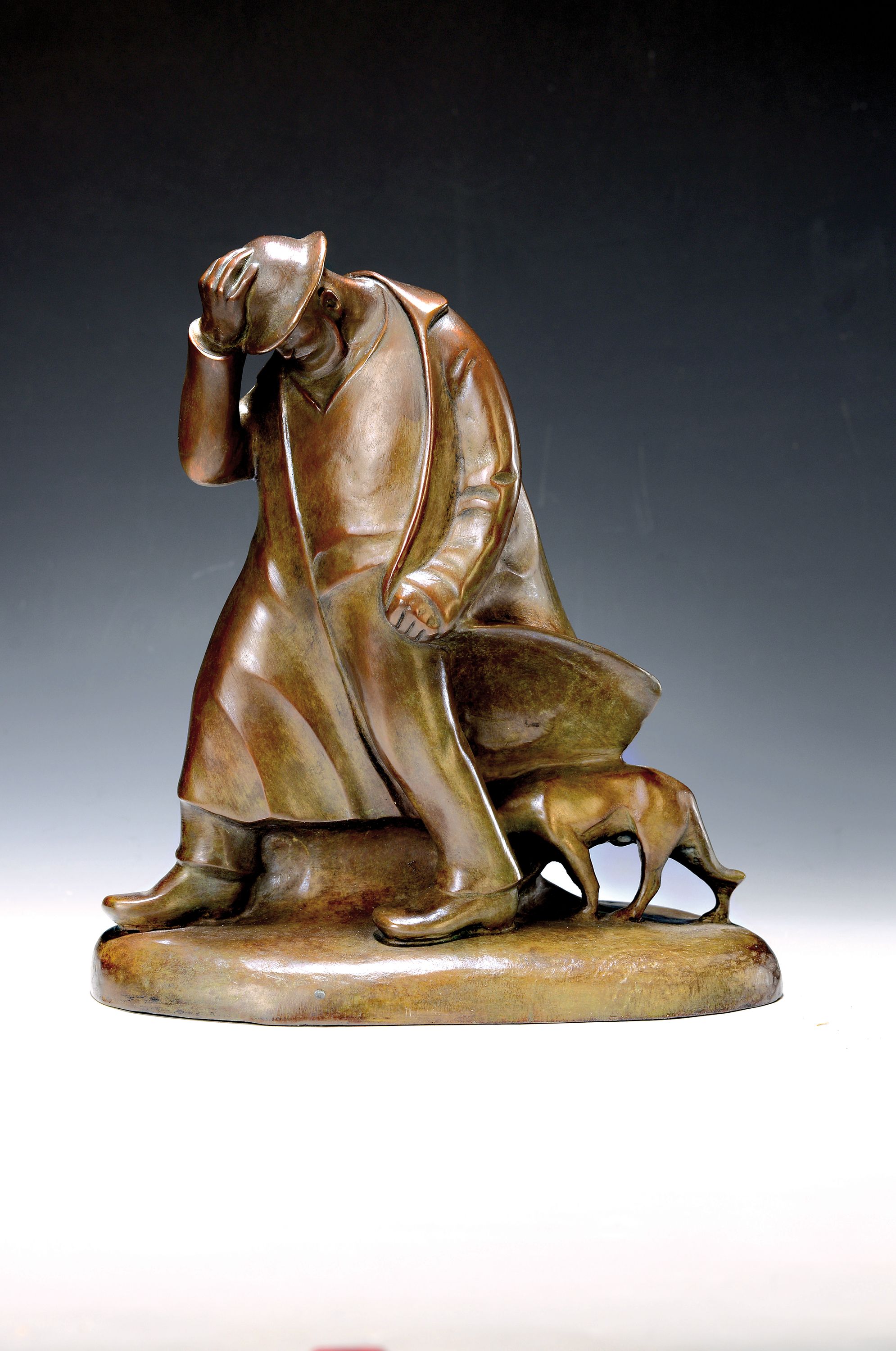 Ernst Barlach, 1870 Wedel - 1938, Rostock, Bronzeskulptur, Schäfer im Sturm, Entwurf von 1908, Reduktion in Bronze, ars mundi Exklusiv Edition, lim. ...