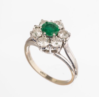 Image 26778421 - 18 kt Gold Smaragd Brillant Ring