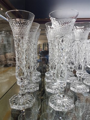 26778486a - 47 pieces Drinking glass service, probably Bavaria. Forest, 20th century, crystal glass, cut decor, 11 champagne flutes, 11 wine glasses, 13 small wine glasses, 12 whiskey glasses, good condition
