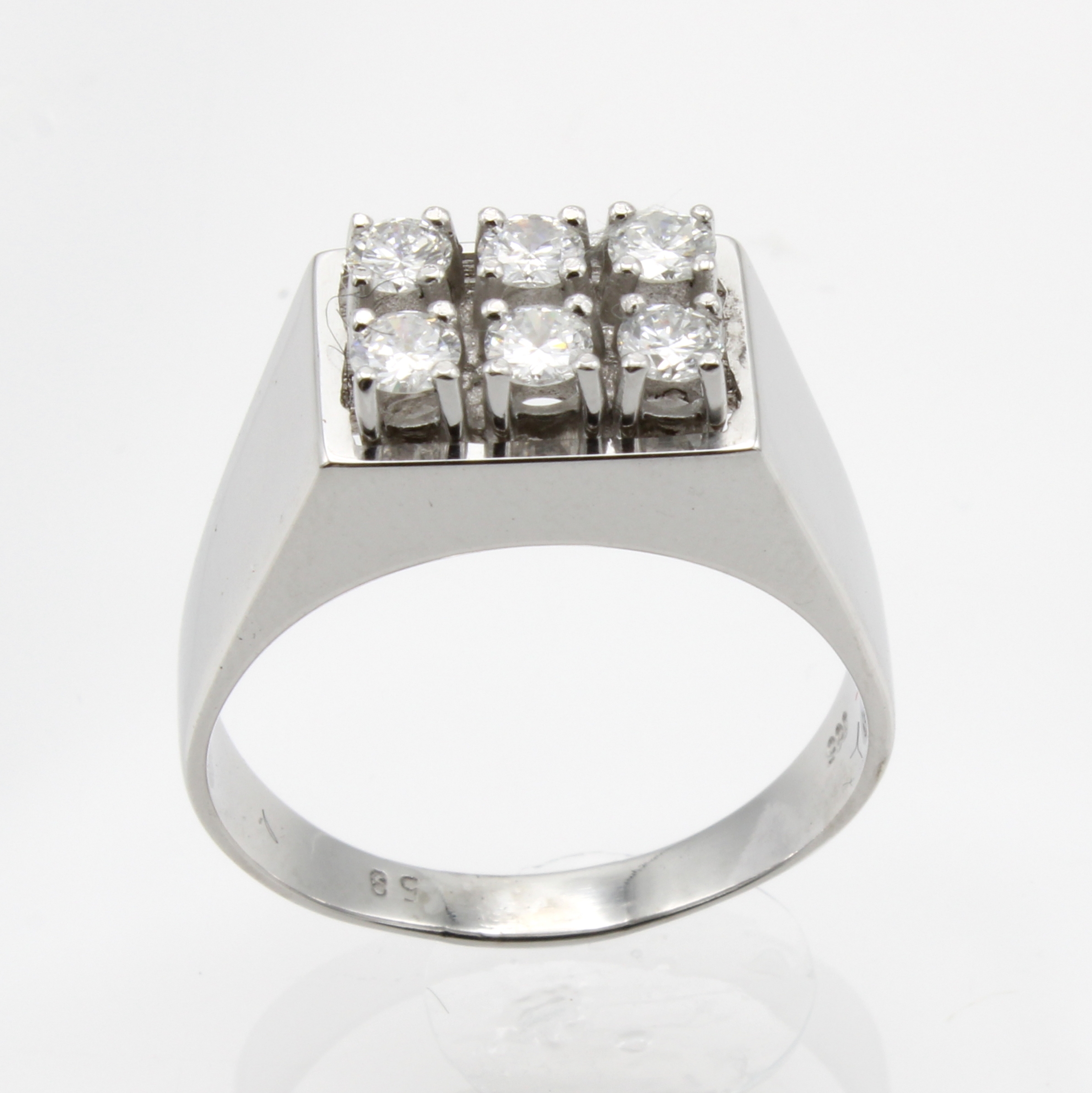 Image 26778529 - Ring mit Brillanten, WG 585/000, 6 Brill. zus. ca. 0.60 ct Weiß/si, RW ca. 61 ...