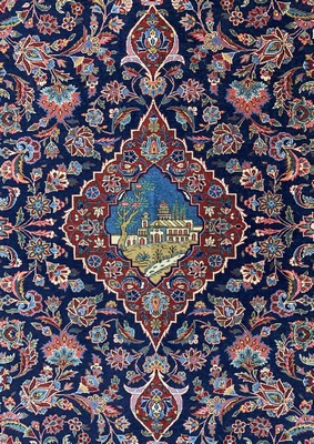 26778568b - Kashan cork, Persia, around 1900, corkwool on cotton, approx. 200 x 137 cm, condition: 2-3. Rugs, Carpets & Flatweaves