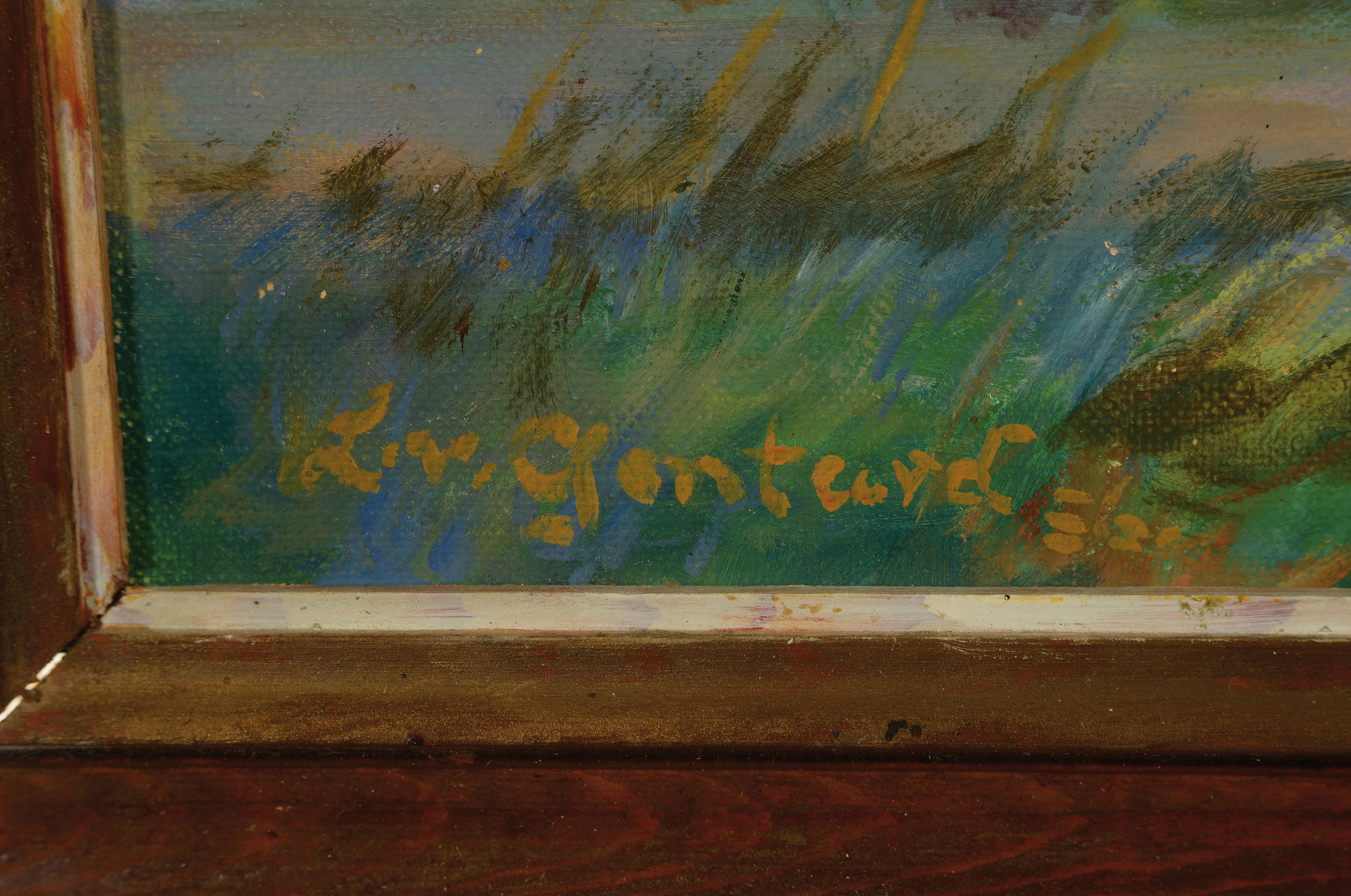 Detail a: Ungedeuteter Künstler der Mitte des 20.Jh., weiß geschecktes Pferd bezeichnet "Kohlani", Öl/Lwd, 42x60 cm, Rahmen 52x70 cm
