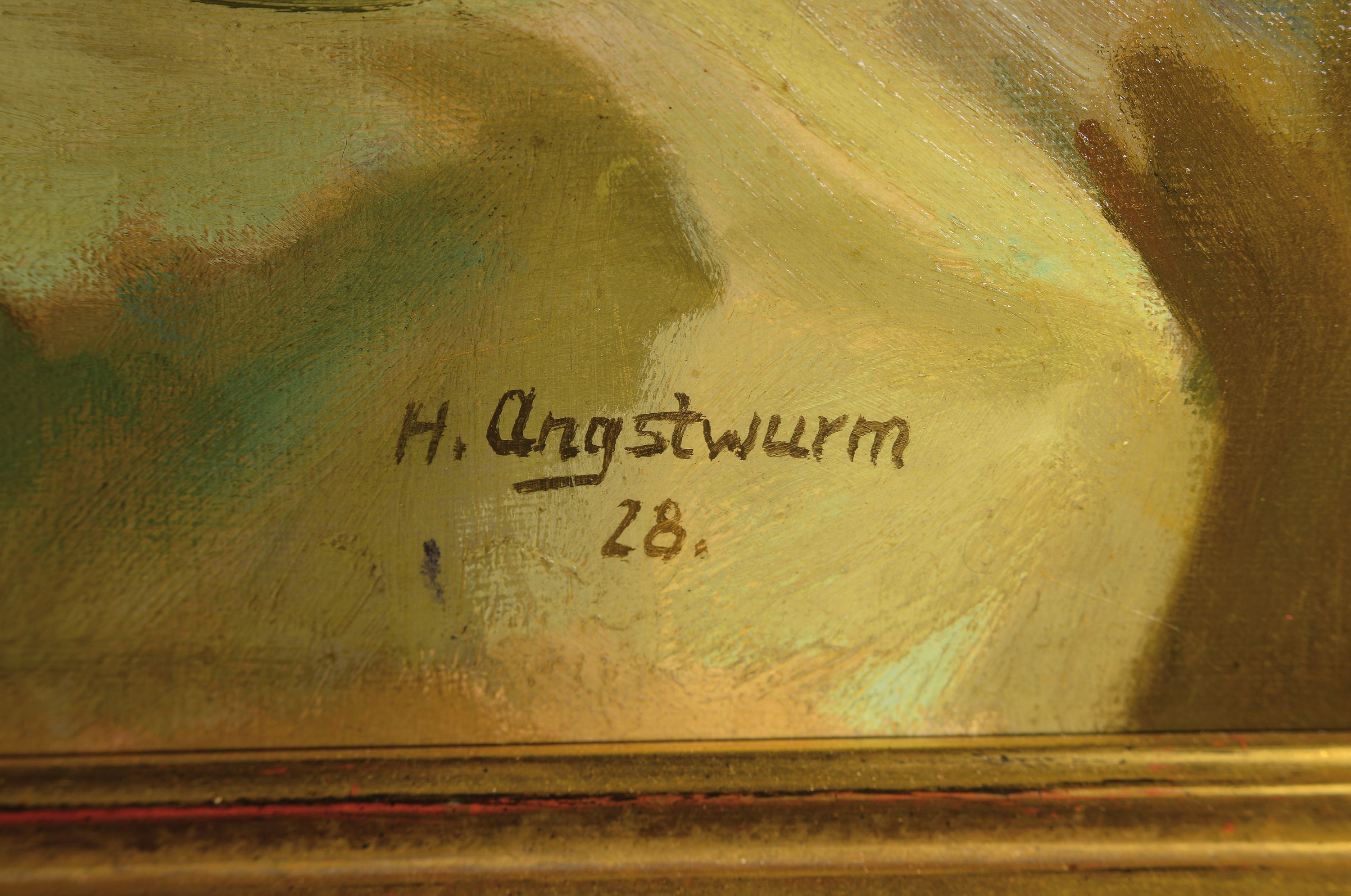 Detail l: Hans Angstwurm, Münchener Maler des frühen 20. Jh., Stillleben mit Obst, Öl/Lwd, signiert, ca. 50 x 70 cm