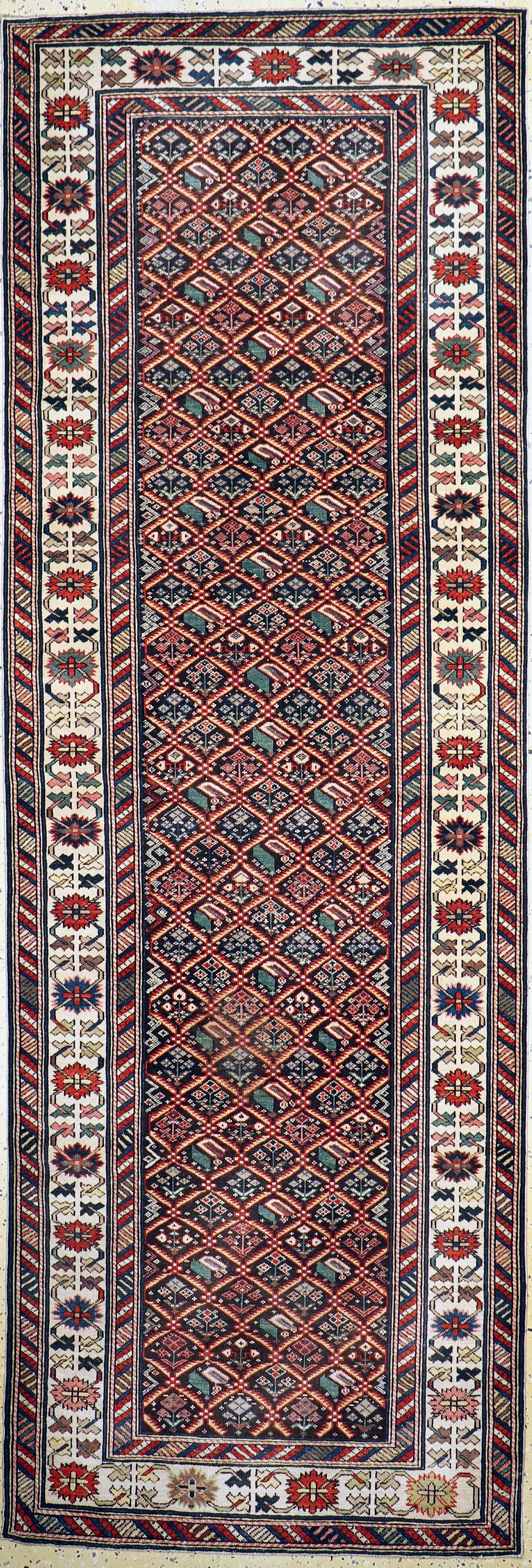 Schirwan fein, Kaukasus, Mitte 20.Jhd, Wolle auf Wolle, ca. 290 x 100 cm, EHZ: 2-3