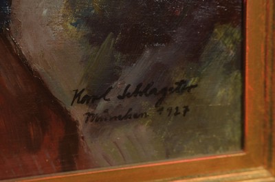 26779234l - Karl Schlageter, 1894 Lucerne-1990 Zurich, Mother of God with child, oil/wood, signed anddated Munich 1927, approx. 85 x 72 cm, frame