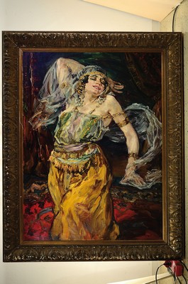 26779240k - Paul Kapell, 1876 Ostrowo-1943 Stuttgart, Salome dancing, oil/canvas, impasto expressive brushwork, oil/canvas,, signed, approx. 126 x 95 cm, frame