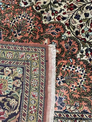 26779260f - Qum silk old, Persia, mid-20th century, pure natural silk, approx. 315 x 207 cm, condition:2(Heavily soiled). Rugs, Carpets & Flatweaves