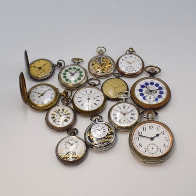 Image Große 8-Tage Taschenuhr sowie 12 weitere Taschenuhren, Schweiz um 1880 - 1920, 11 ...