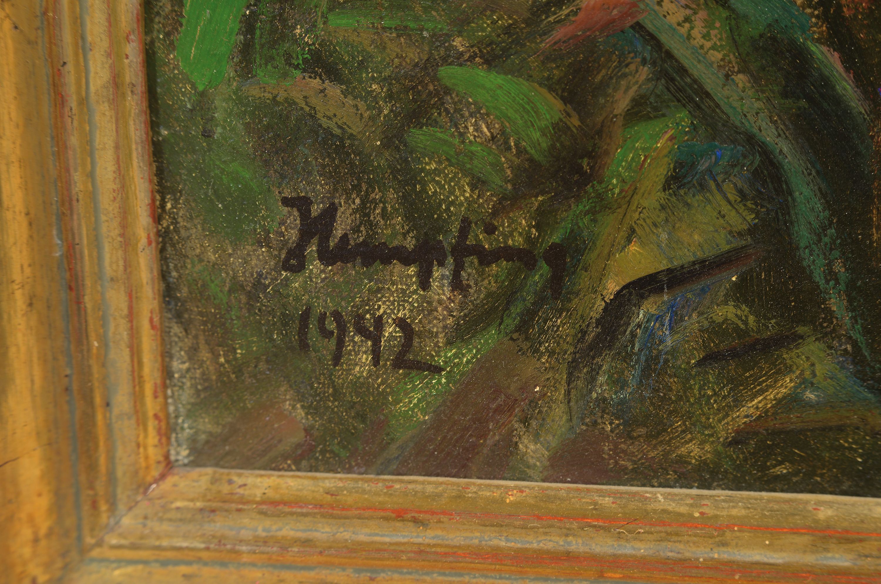 Detail l: Wilhelm Hempfing, 1886 Schönau-1951 Karlsruhe, sich einen Zopf flechtende Frau am Strand, Öl/Stoff, links unten sign., ca. 69x51cm, R. ca. 75x59cm