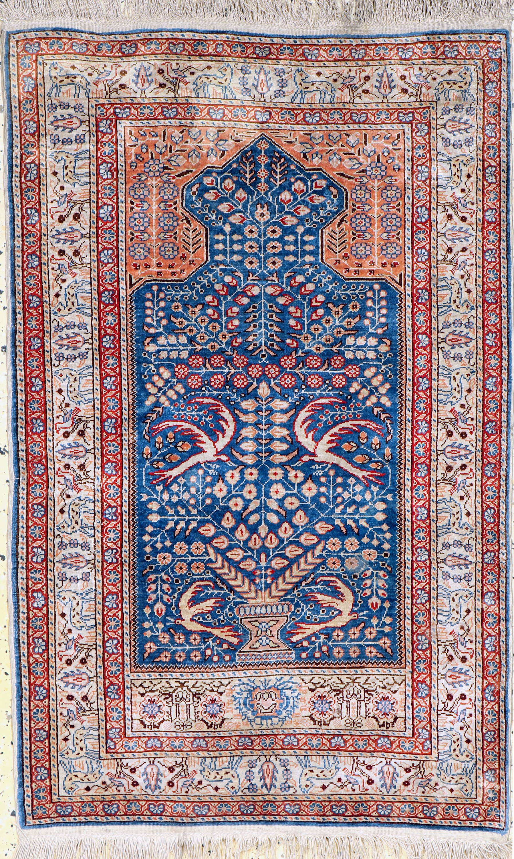 Kayseri Seide, Türkei, Mitte 20.Jhd, reine Naturseide, ca. 100 x 64 cm, EHZ: 2